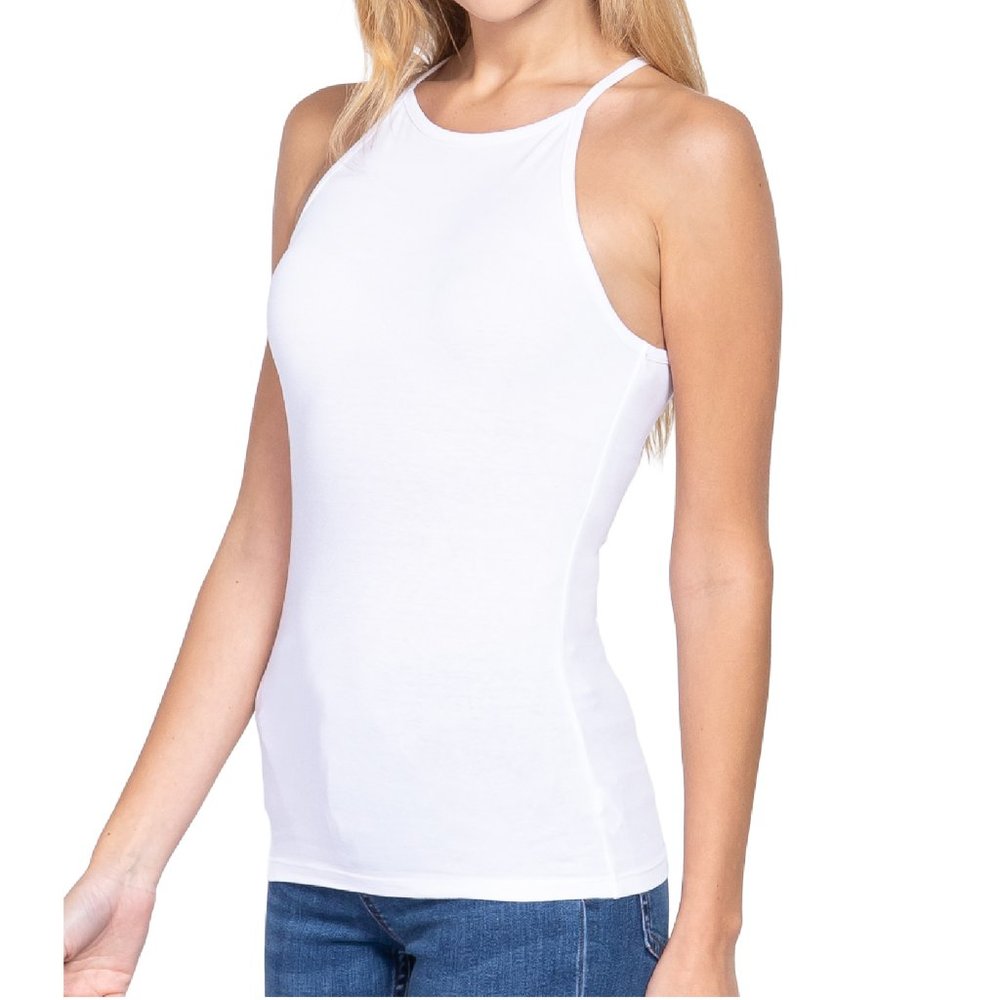 NWT- SOFT Halter Neck Knit Camisole, White